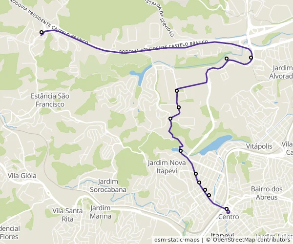 Mapa do itinerário da linha