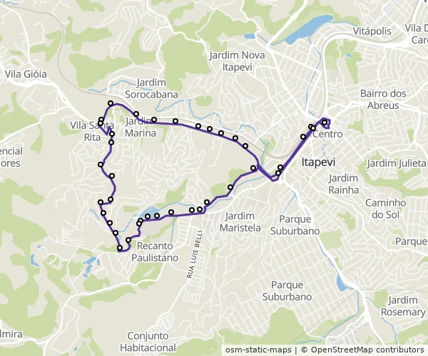 Mapa do itinerário da linha