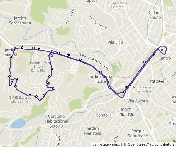 Mapa do itinerário da linha