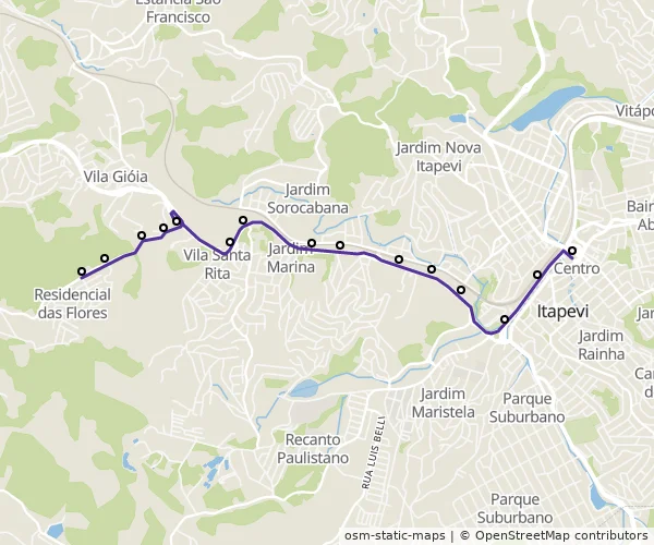 Mapa do itinerário da linha