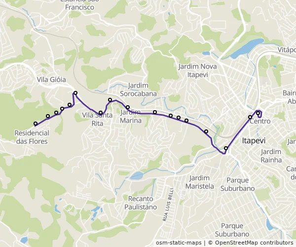 Mapa do itinerário da linha