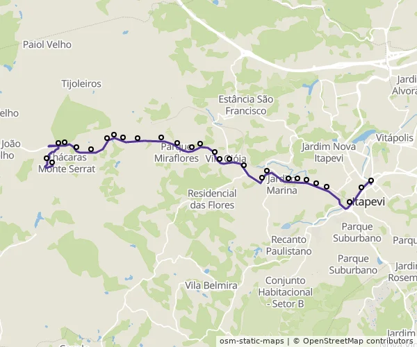 Mapa do itinerário da linha