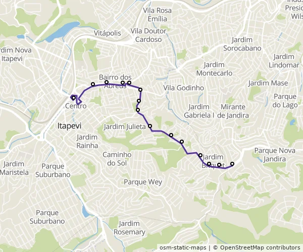 Mapa do itinerário da linha