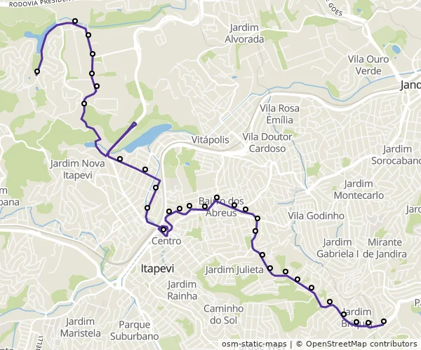 Mapa do itinerário da linha