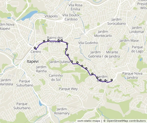 Mapa do itinerário da linha