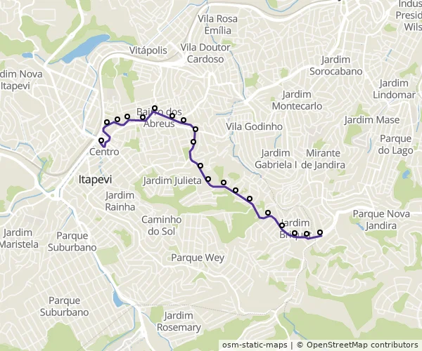 Mapa do itinerário da linha