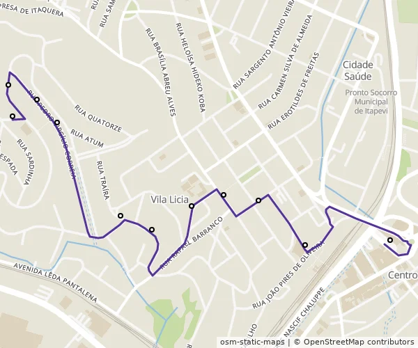 Mapa do itinerário da linha