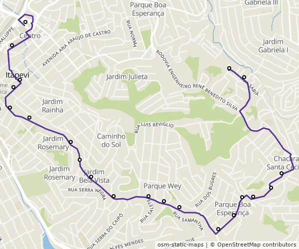 Mapa do itinerário da linha