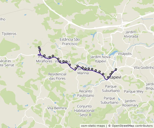 Mapa do itinerário da linha