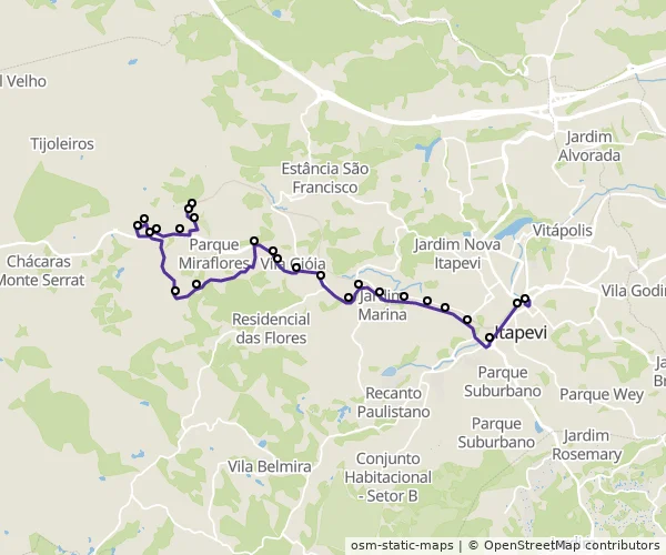 Mapa do itinerário da linha