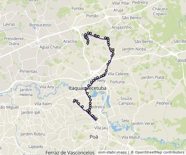 Mapa do itinerário da linha