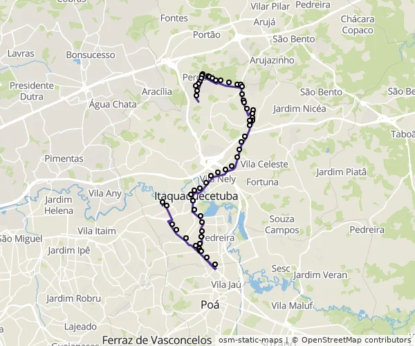 Mapa do itinerário da linha
