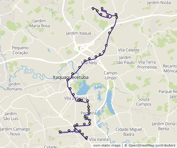 Mapa do itinerário da linha