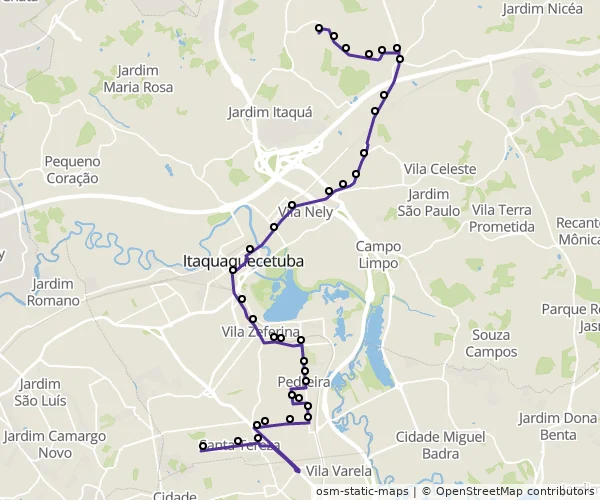 Mapa do itinerário da linha