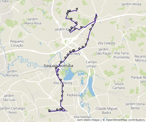 Mapa do itinerário da linha