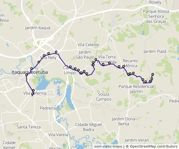 Mapa do itinerário da linha
