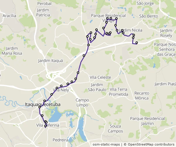 Mapa do itinerário da linha