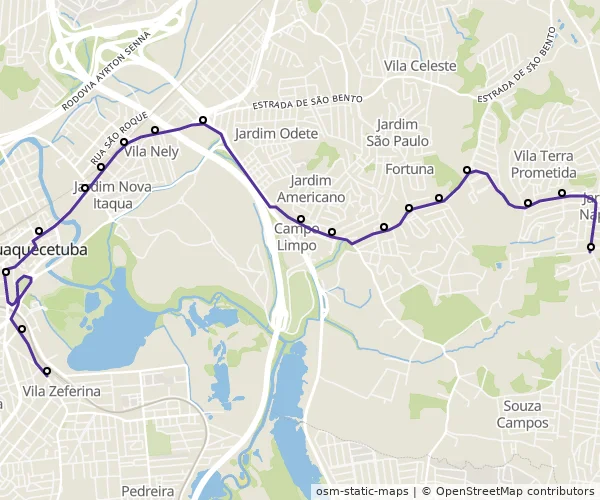 Mapa do itinerário da linha