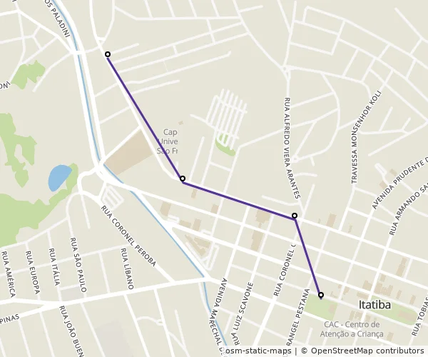 Mapa do itinerário da linha