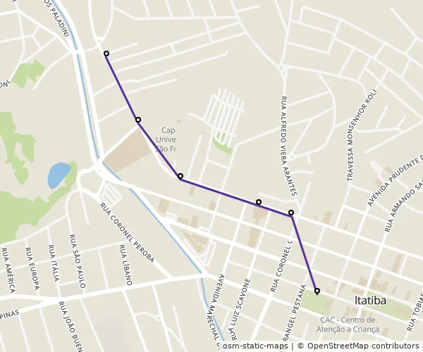 Mapa do itinerário da linha