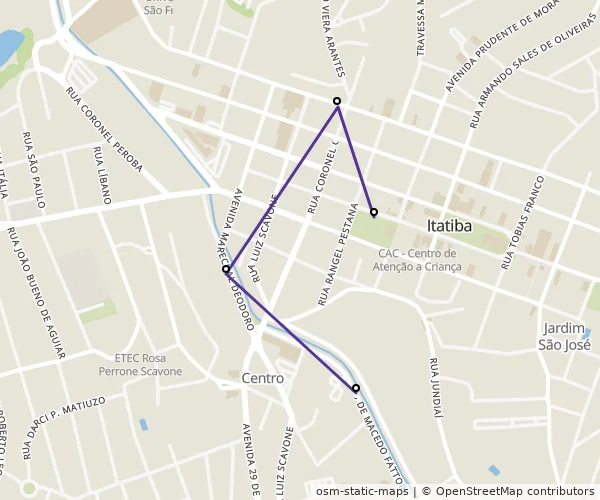 Mapa do itinerário da linha