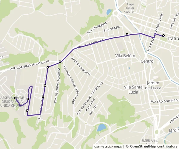 Mapa do itinerário da linha