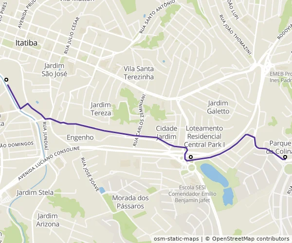 Mapa do itinerário da linha