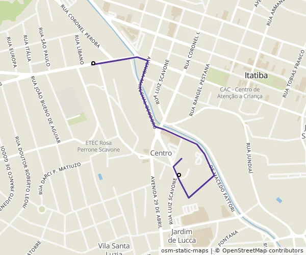Mapa do itinerário da linha