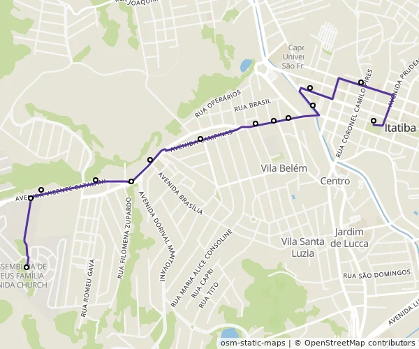 Mapa do itinerário da linha