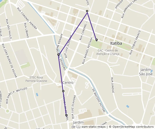 Mapa do itinerário da linha