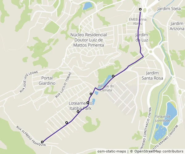 Mapa do itinerário da linha