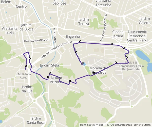 Mapa do itinerário da linha