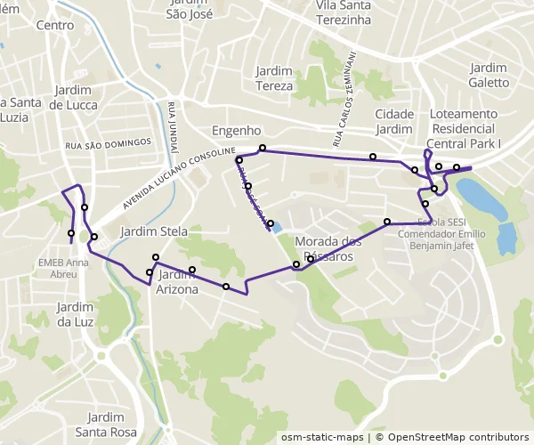 Mapa do itinerário da linha