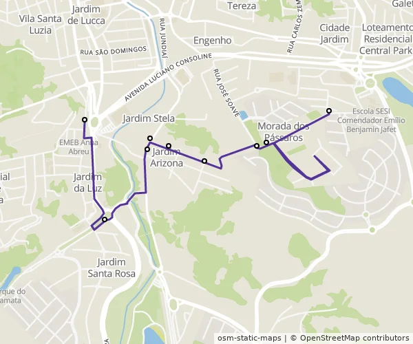 Mapa do itinerário da linha