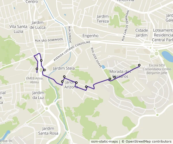 Mapa do itinerário da linha