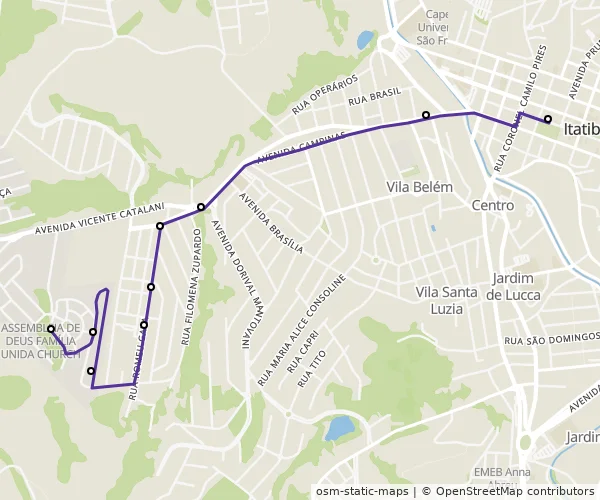 Mapa do itinerário da linha