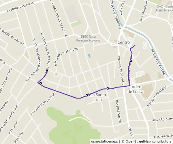 Mapa do itinerário da linha