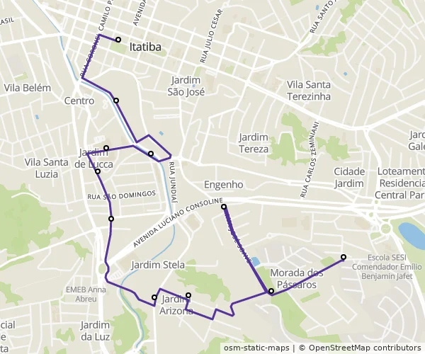 Mapa do itinerário da linha