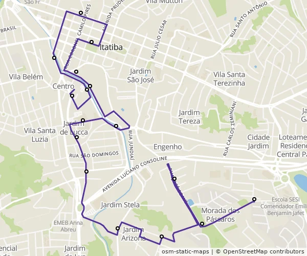 Mapa do itinerário da linha
