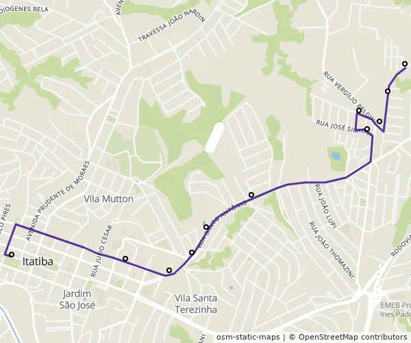 Mapa do itinerário da linha