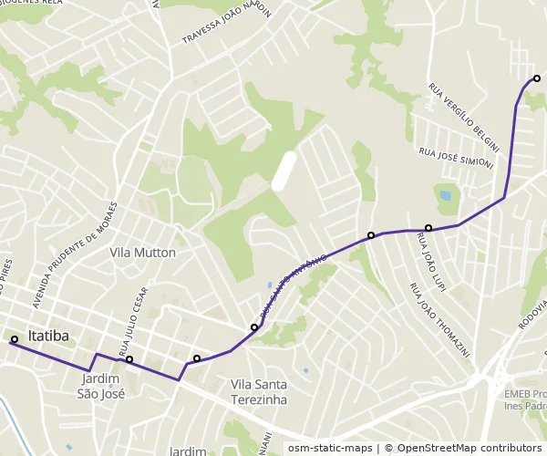 Mapa do itinerário da linha