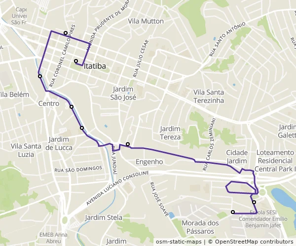 Mapa do itinerário da linha
