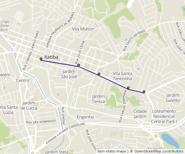Mapa do itinerário da linha