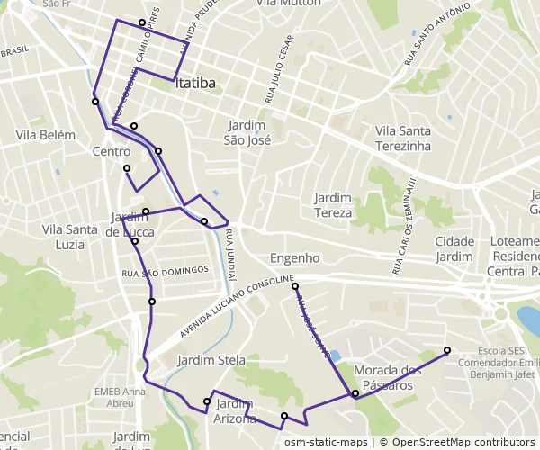 Mapa do itinerário da linha