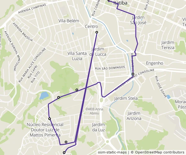 Mapa do itinerário da linha