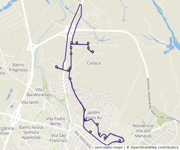 Mapa do itinerário da linha