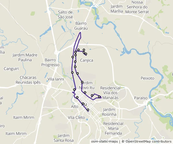 Mapa do itinerário da linha