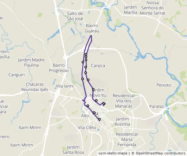 Mapa do itinerário da linha