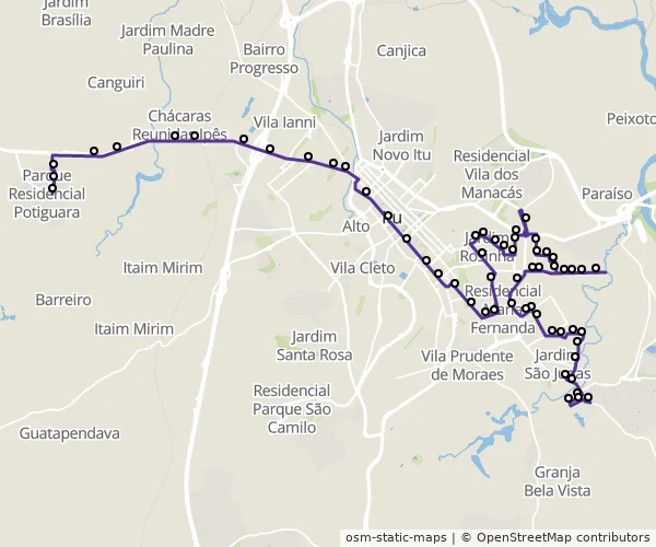 Mapa do itinerário da linha