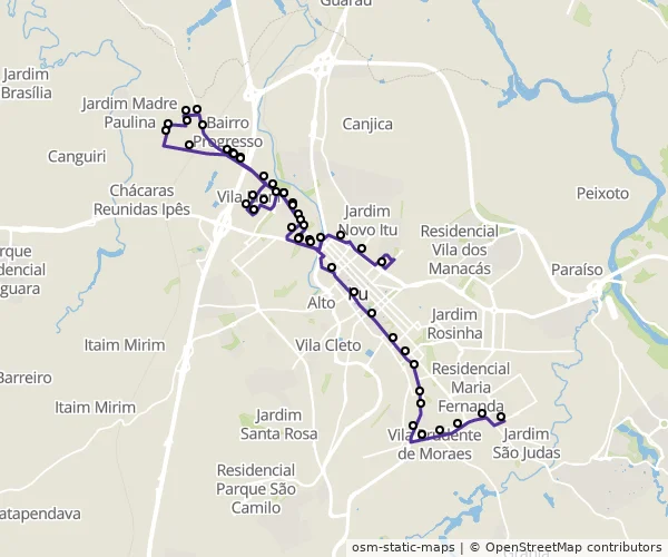 Mapa do itinerário da linha